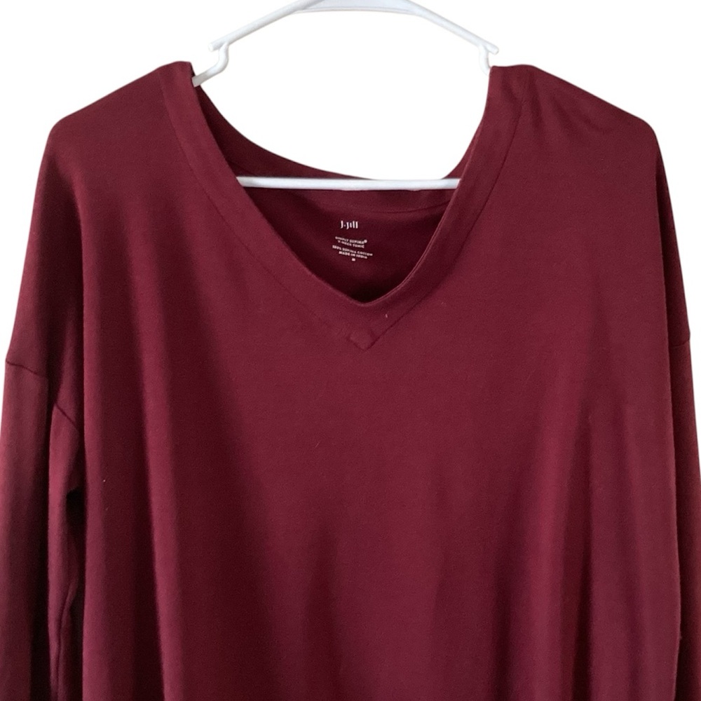 J. Jill Simply Supima Cotton V-Neck Tunic Long Sleeve Shirt Medium - Picture 2 of 7